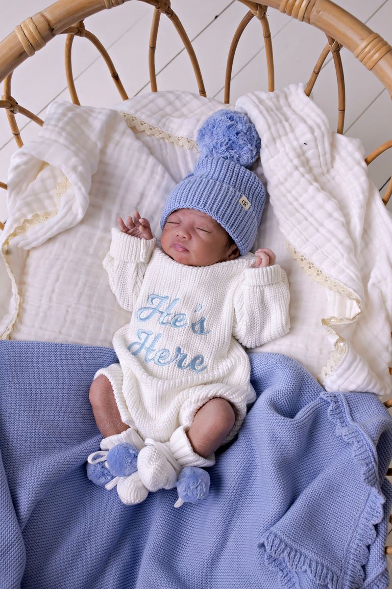 Baby Knit Beanie - Cloud Blue 0-6M