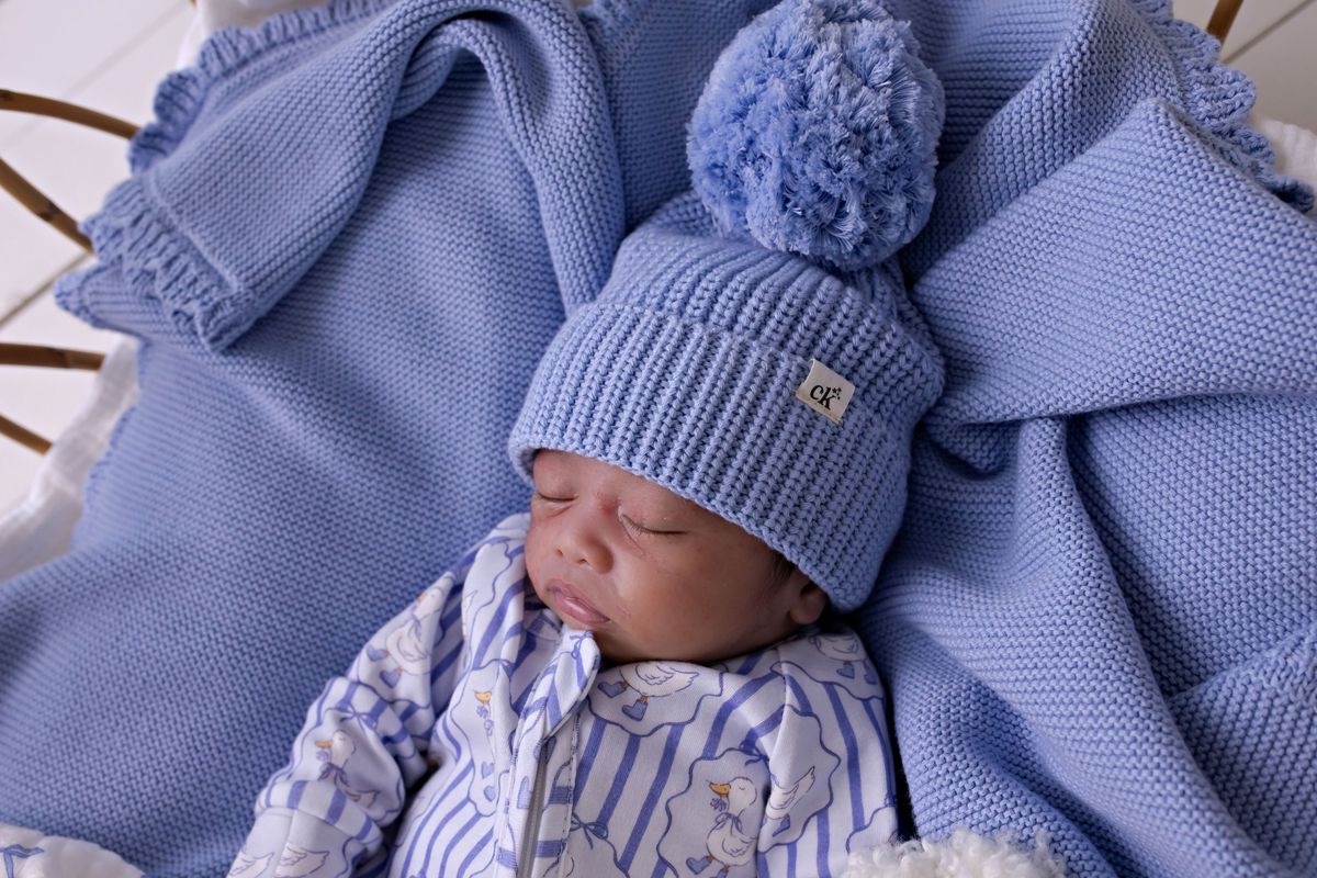 Baby Knit Beanie - Cloud Blue 0-6M