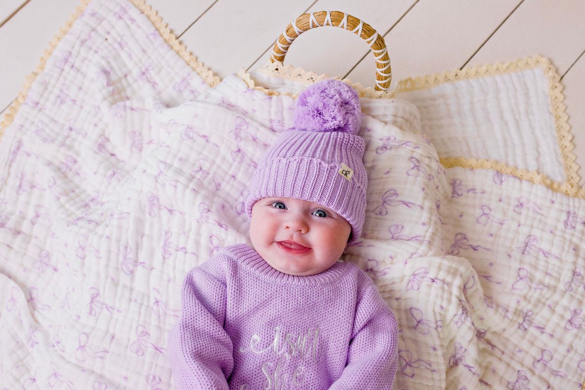 Baby Knit Beanie - Lilac 0-6M