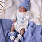 "He's Here" Chunky Knit Romper - Snow (NB)