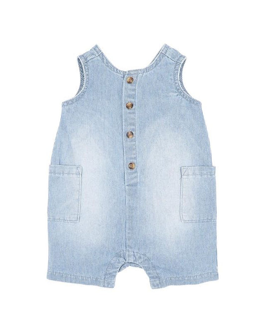 Clayton Denim Romper - Indigo Stripe
