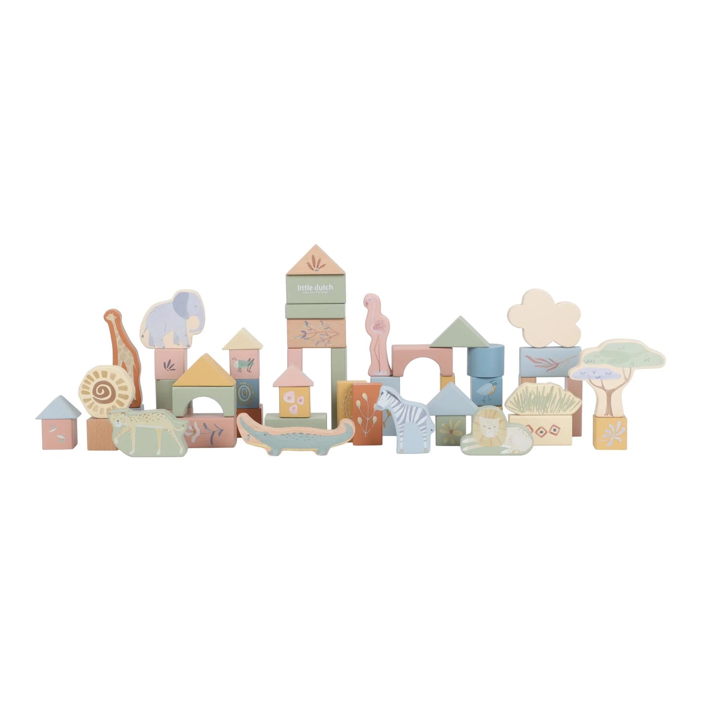 Little Dutch Safari Friends Wooden Building Blocks