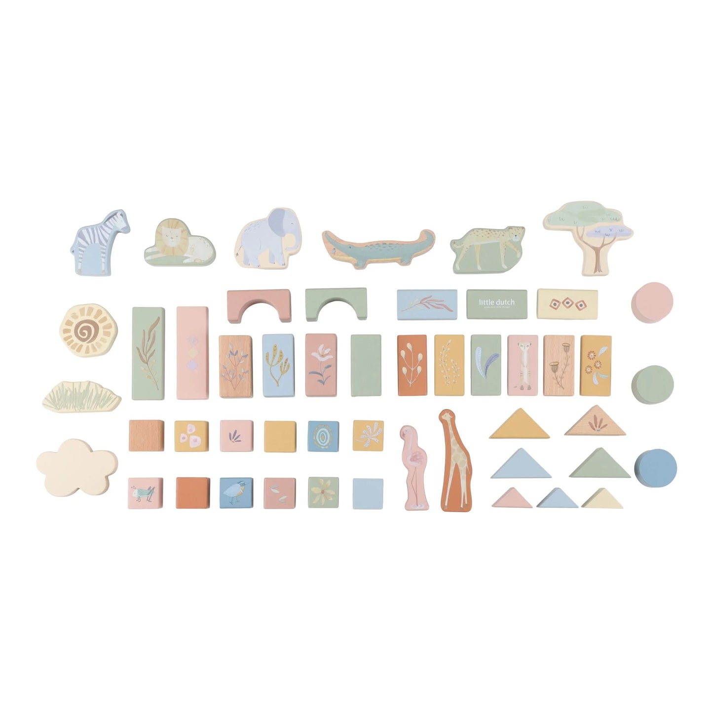 Little Dutch Safari Friends Wooden Building Blocks