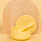 Silicone Suction Bowl w Lid - Buttercup