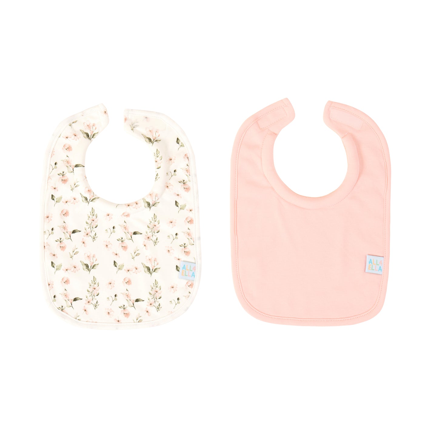 Roll Neck Bib 2pk - Pink Flower