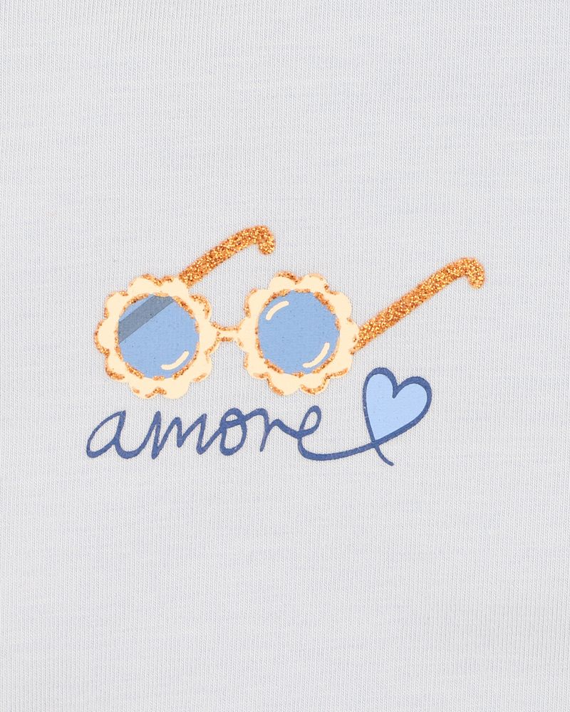 Piccolina  Sunglasses Tee - Soft Blue