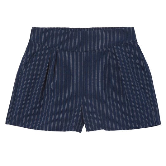 Navy Stripe Linen Shorts