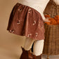 Embroidered Skirt w Shorts - Auburn Brown