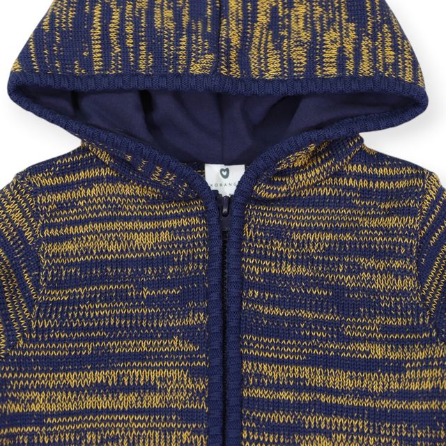 Fleck Knit Zip Jacket - Navy