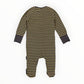 Striped Zip Cotton Romper - Charcoal