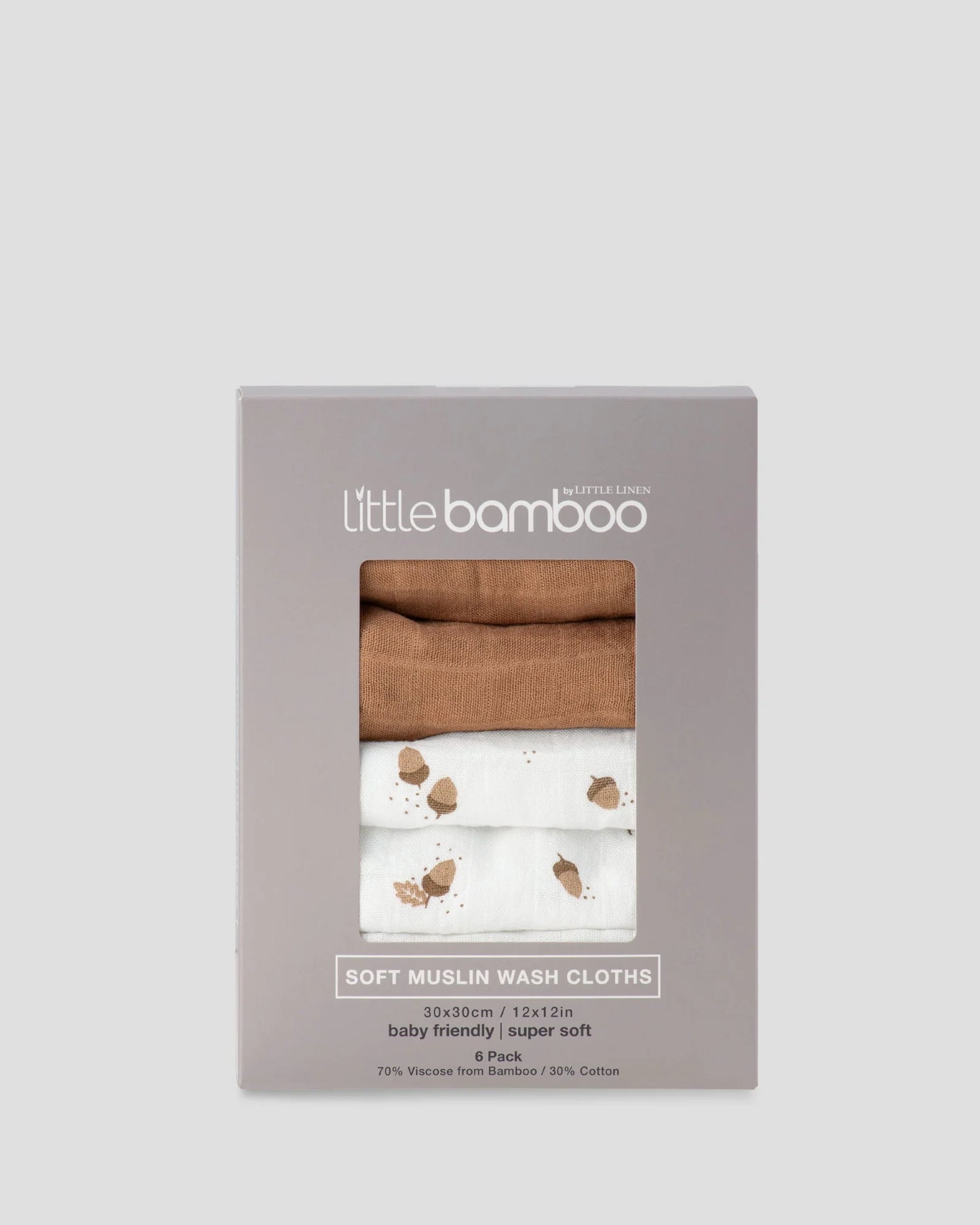 Muslin Washers 6Pk - Iced Coffee