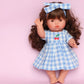 Dolls Sky Blue Cherry Gingham Chloe Dress + Bow - Fits 34-38cm