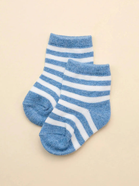 Organic Cotton Baby Socks - Blue Stripes