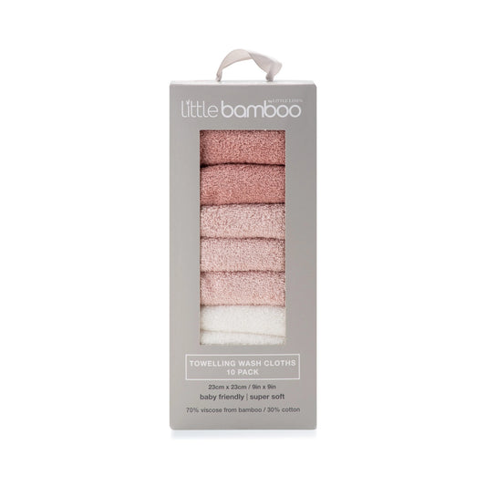 Baby Towelling Washers 10PK - Dusty Rose