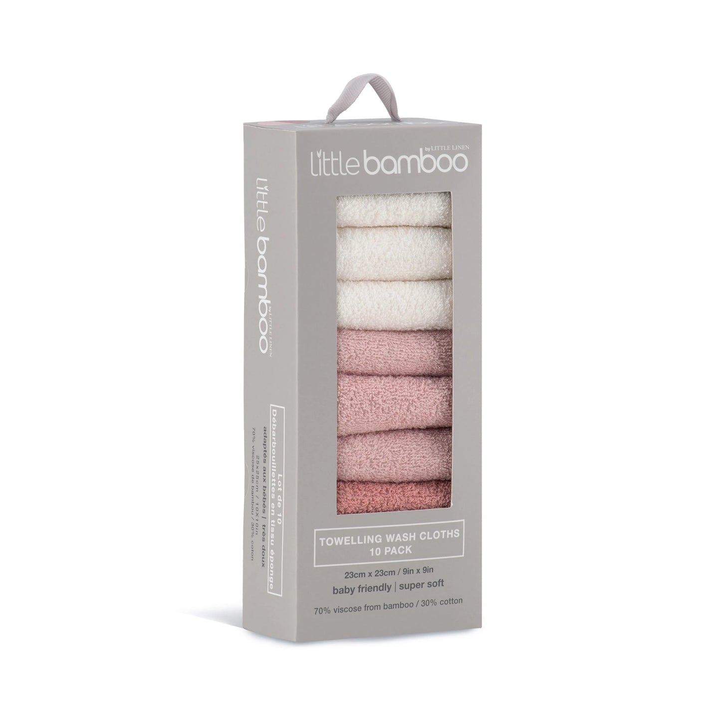 Baby Towelling Washers 10PK - Dusty Rose