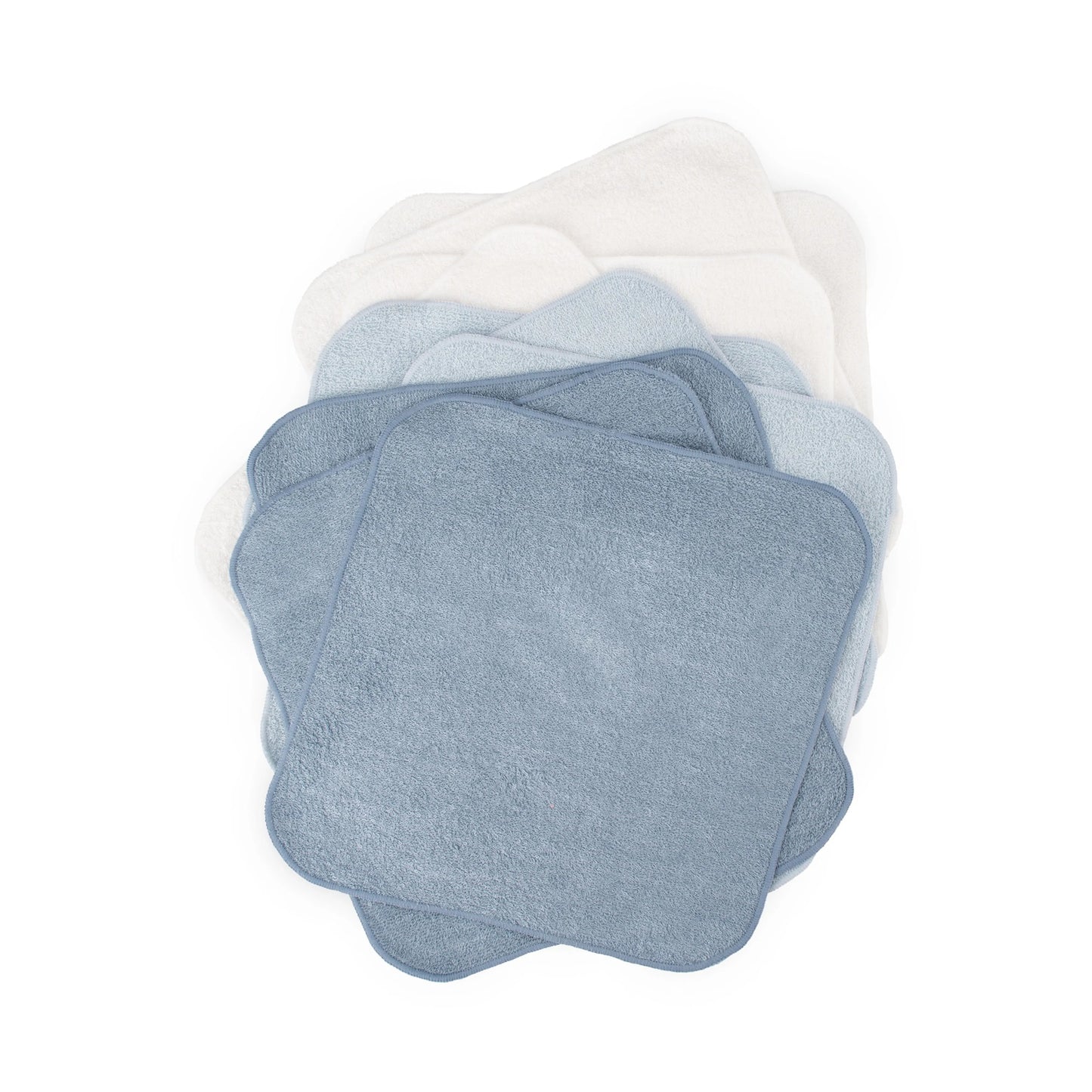 Baby Towelling Washers 10Pk - Retro Blue
