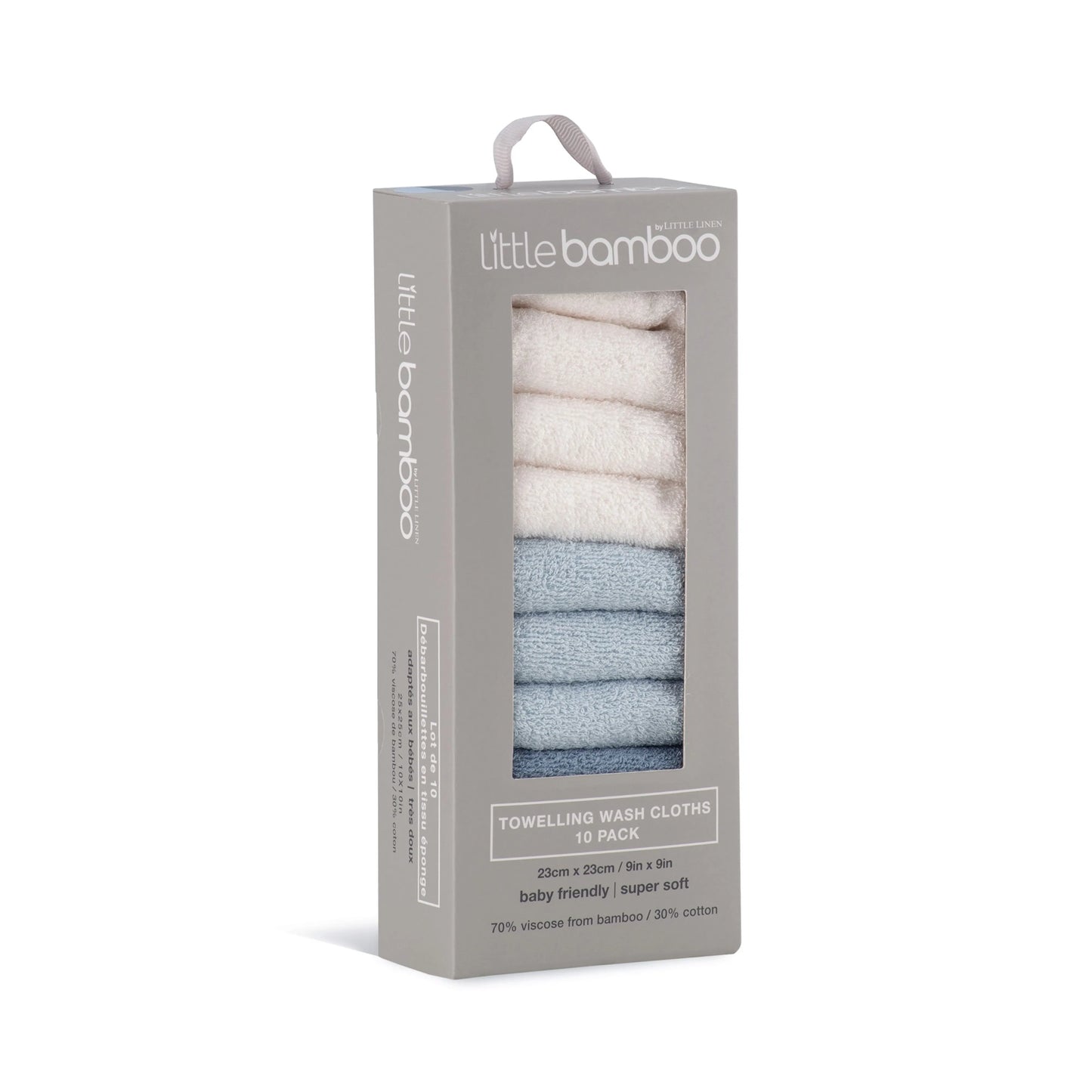 Baby Towelling Washers 10Pk - Retro Blue