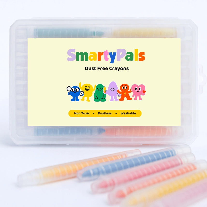 Dustless Chalk Crayons 12 Pack | Non-Toxic Twist-Up Crayons For Kids