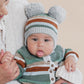 Knitted Stripe Pom Pom Beanie - Mateo Multi