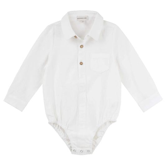 Archie L/S Button Romper - Ivory