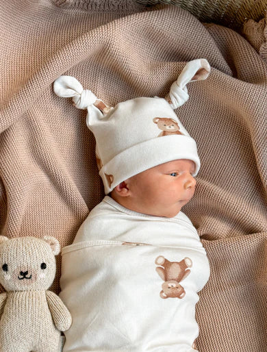 Swaddle & Beanie Set - Teddies