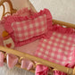 Frilled Tulip Pink Gingham Doll Blanket + Pillow Set