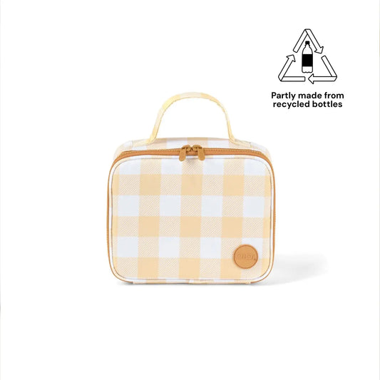 Mini Insulated Lunch Bag - Beige Gingham