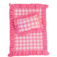 Frilled Tulip Pink Gingham Doll Blanket + Pillow Set