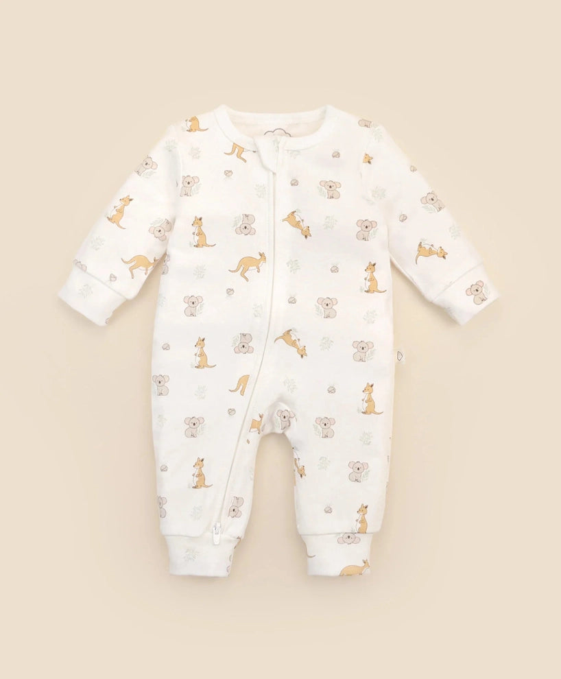Organic Cotton Growsuit - Kangaroo & Koala