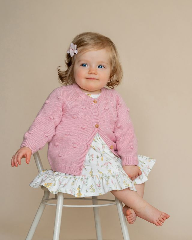 Bobble  Knitted Cardigan - Blossom