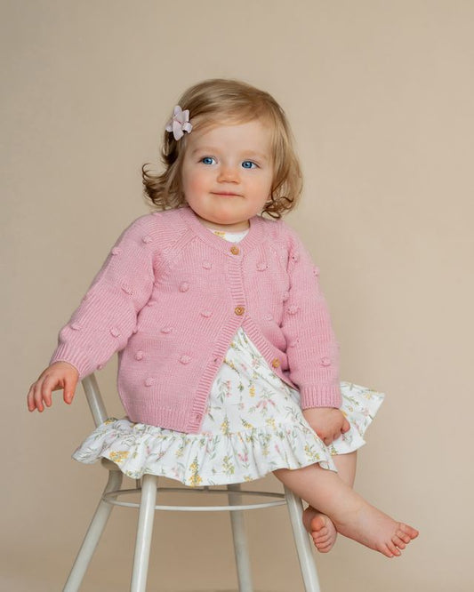 Bobble  Knitted Cardigan - Blossom