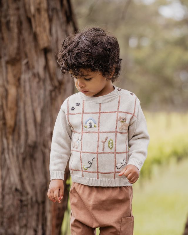 Puppy Grid Jumper - Oat