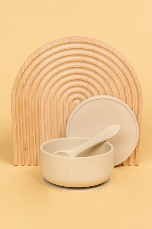 Silicone Suction Bowl w Lid & Spoon - Vanilla