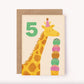 Card - Age 5 Giraffe Birthday