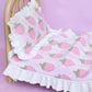 Strawberry Frilled Doll Blanket + Pillow Set