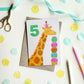 Card - Age 5 Giraffe Birthday