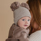 Bailey Pom Pom Beanie - Chestnut Stripe