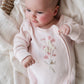 Nancy Velour L/S Zip Onesie - Peachy Pink