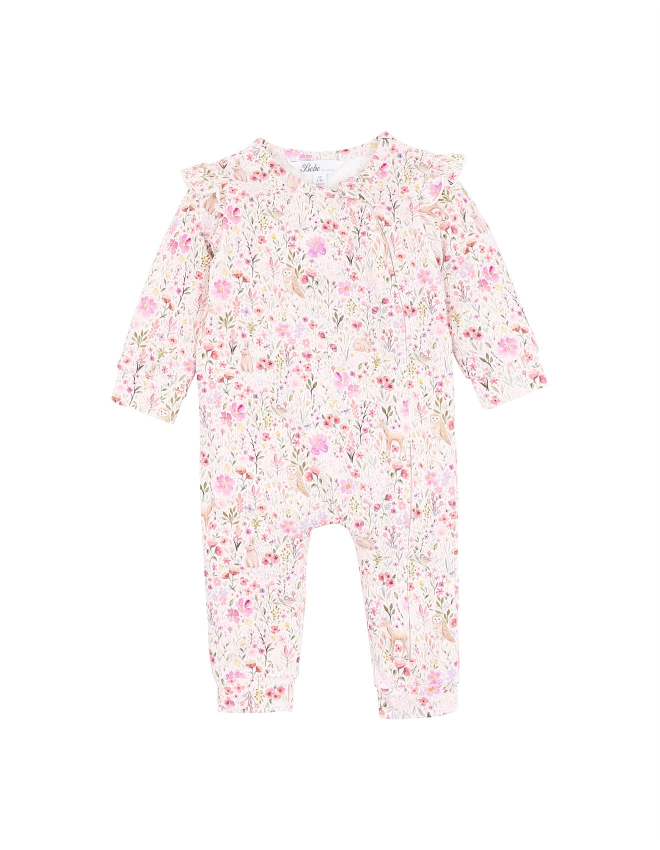 Flossy Print L/S Zip Romper