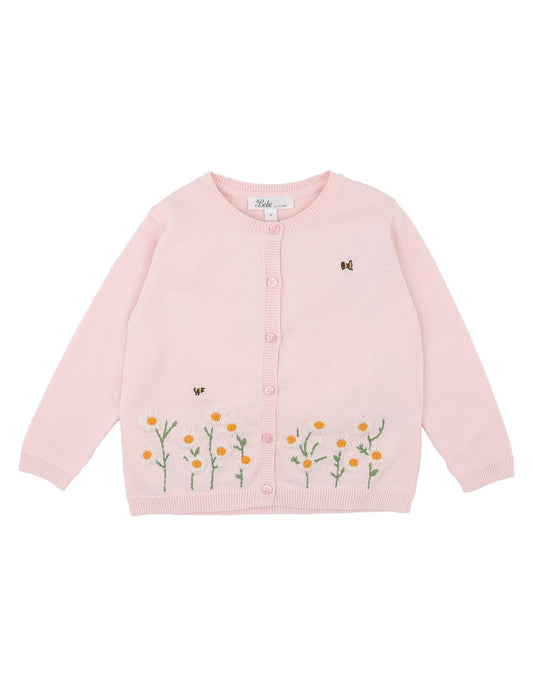 Tess Hand Embroidered Cardigan - Pale Pink