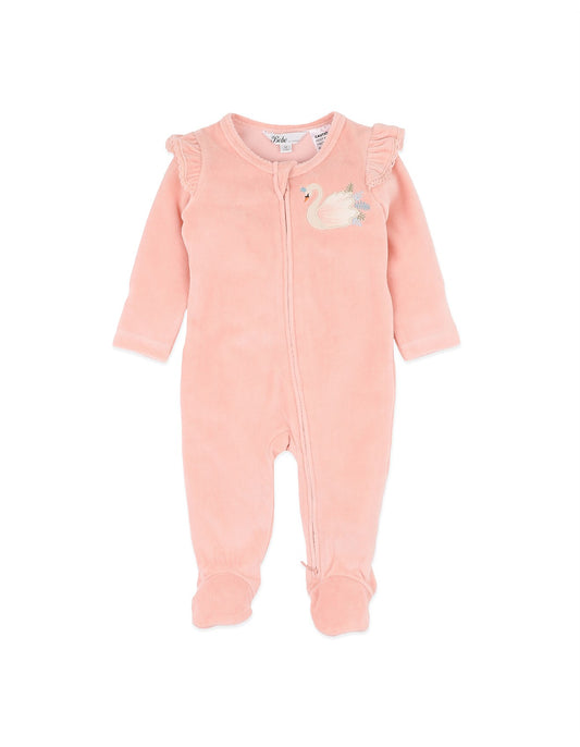 Gemma Velour Zip Onesie - Vintage Rose