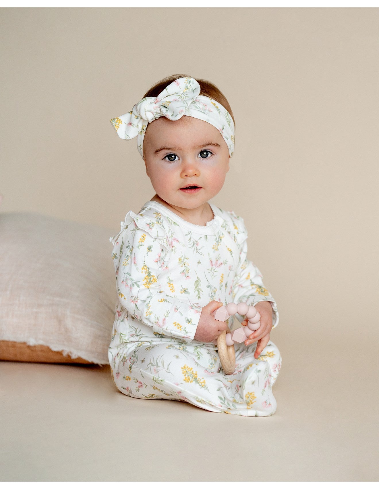 Charlie Wattle Zip Onesie - Wattle Print