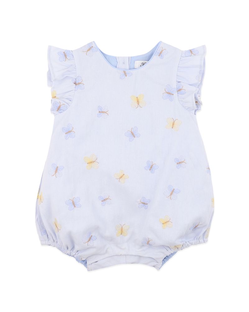 Libby Emb. Butterfly Romper - Pale Blue