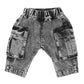 Pull On Cargo Jeans - Washed Black