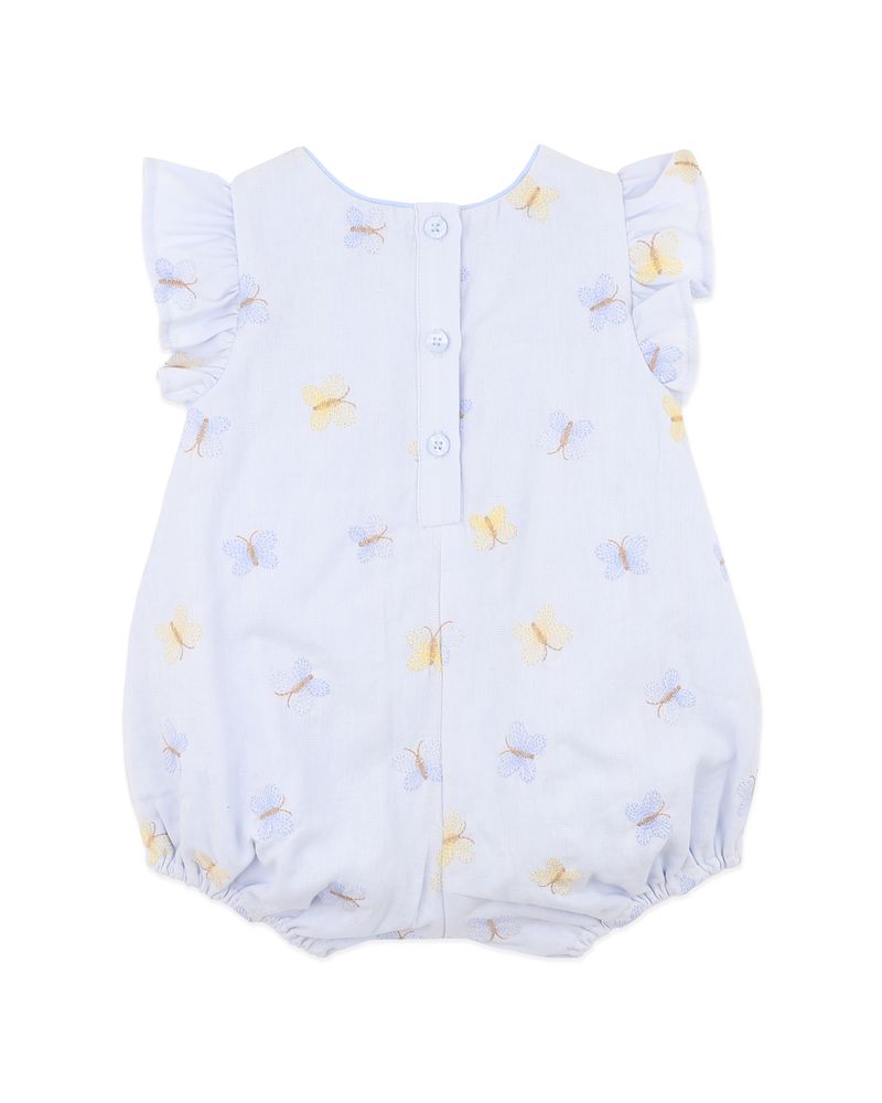 Libby Emb. Butterfly Romper - Pale Blue
