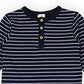 Striped Cotton Henley Top - Blue