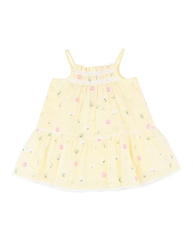 Pia All Over Embroidery Dress - Lemon