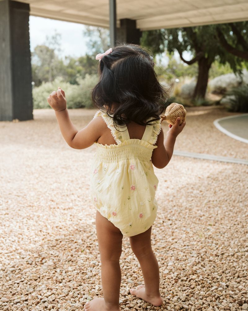 Pia All Over Embroidery Bodysuit - Lemon