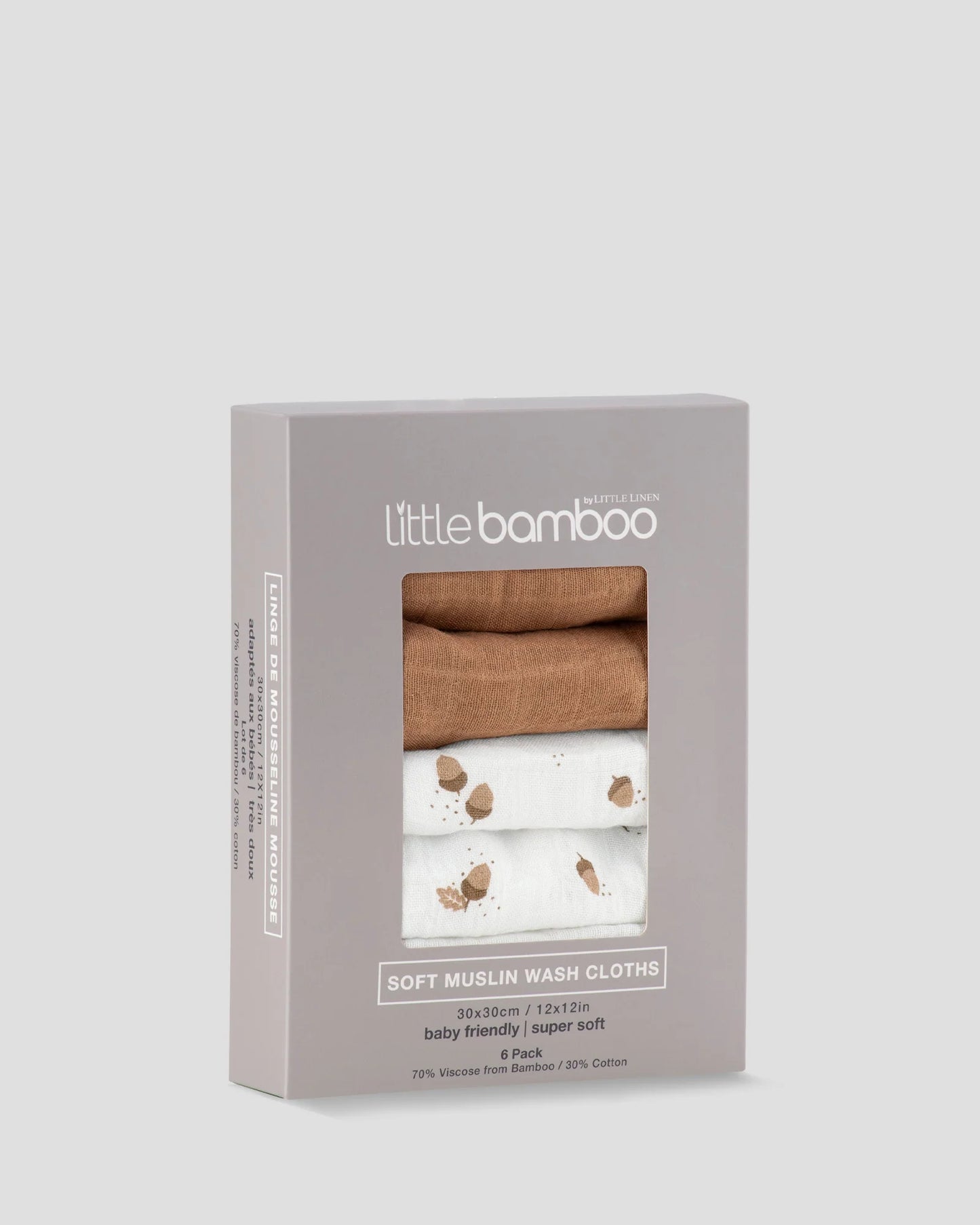 Muslin Washers 6Pk - Iced Coffee