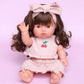 Dolls Vintage Pink & Ivory Frilled 3Pce  Set with Cherry  Embroidery - Fits 34-38cm
